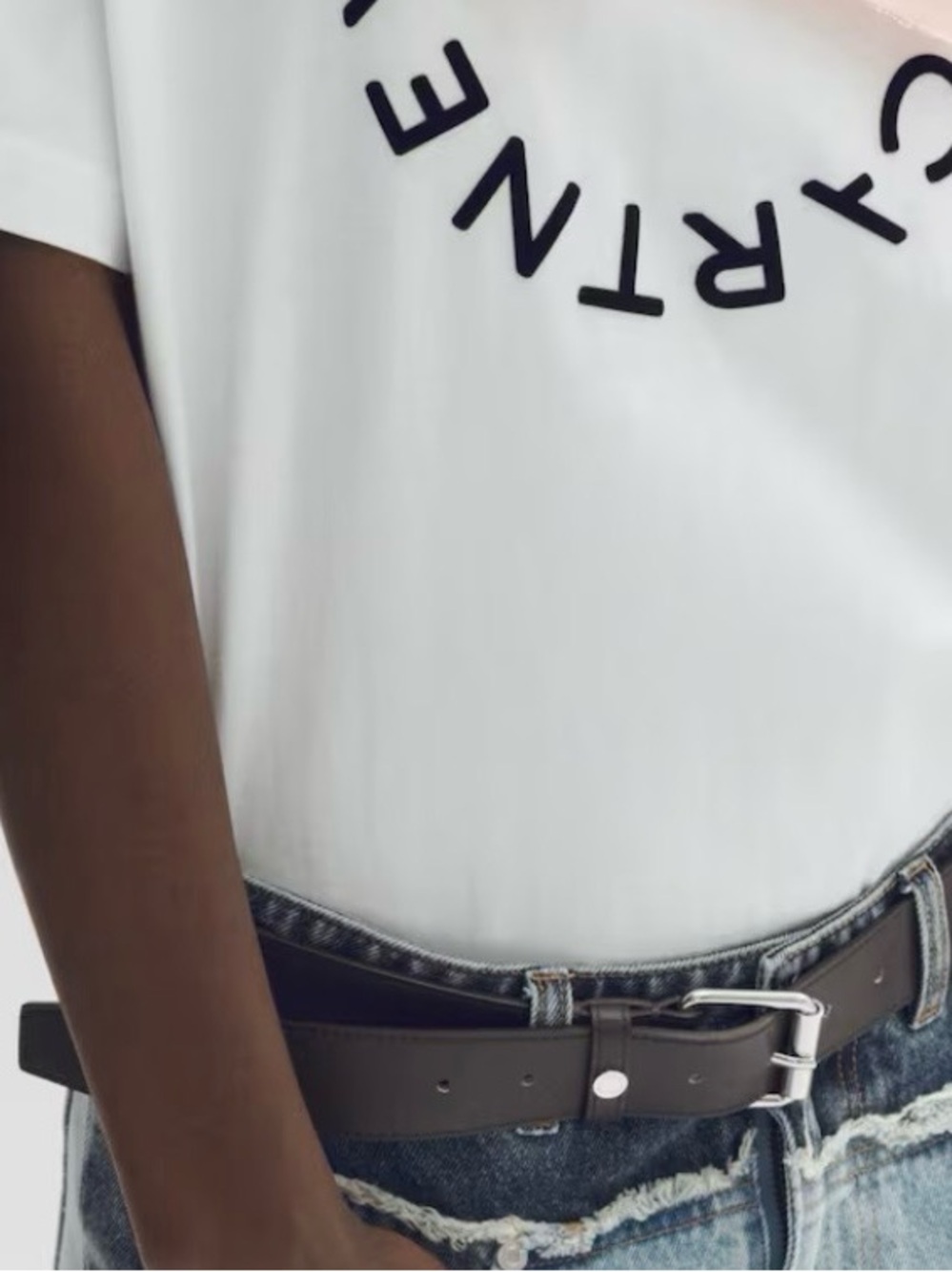 H&M Stella McCartney -Brown / Black Leather Belt with Silver Buckle - Picture 2 of 5